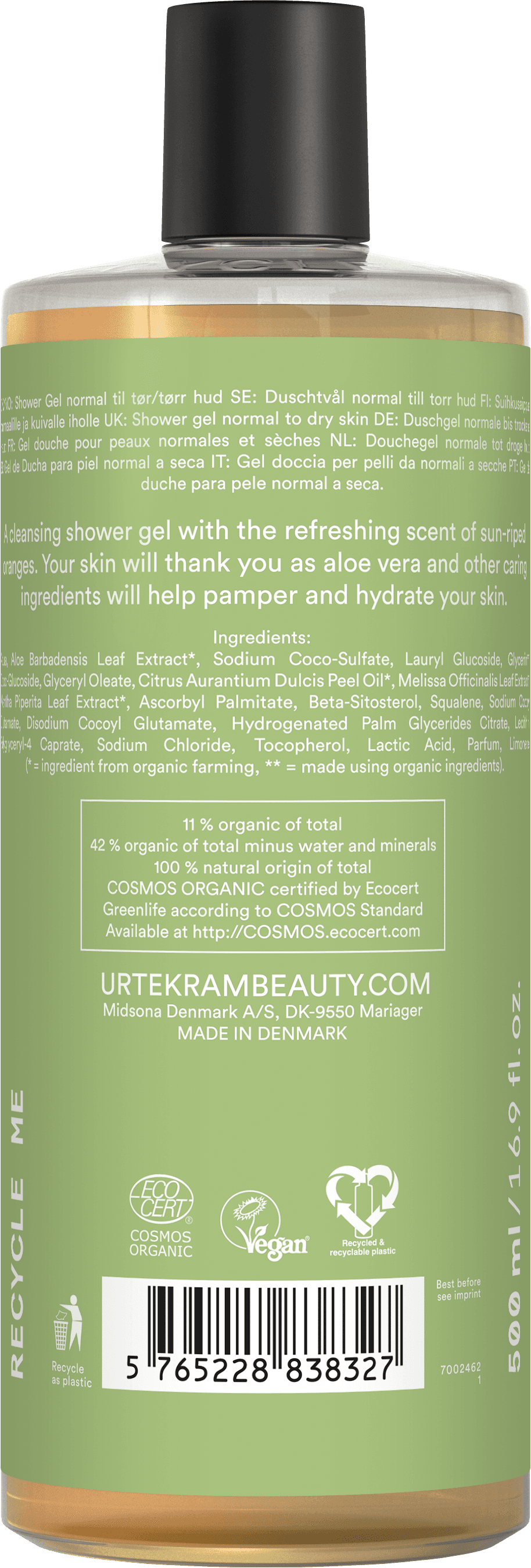 Urtekram Aloe Vera Shower Gel 500 ml - produktbild 2