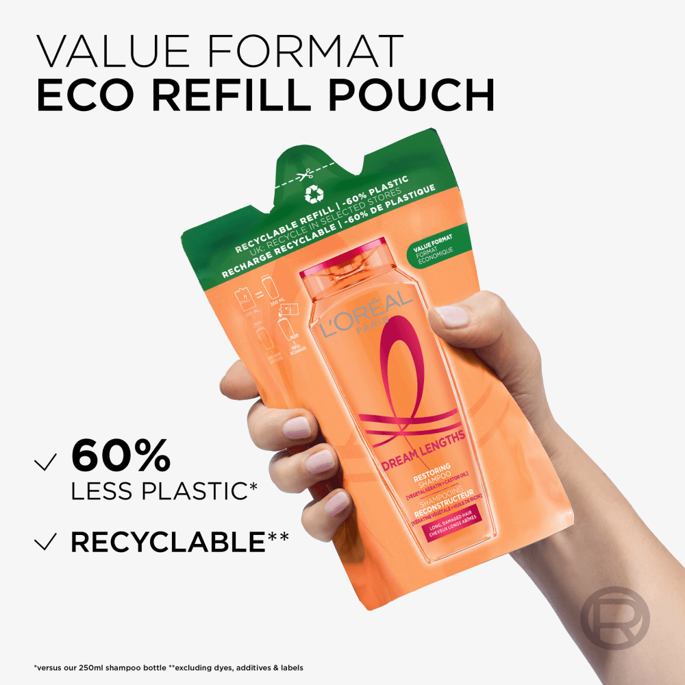 L'Oréal Paris Elvital Dream Length Shampoo Refill för långt hår 250 ml - produktbild 3