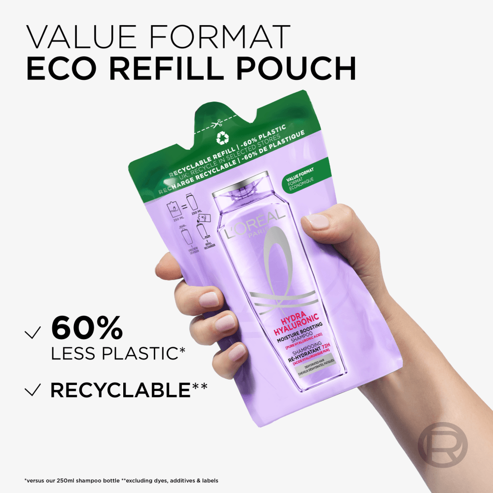 L'Oréal Paris Elvital Hyaluron Plump Shampoo Refill för fuktfattigt hår 250 ml - produktbild 3
