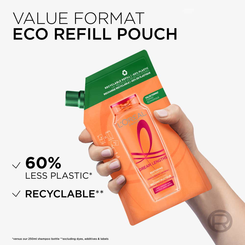 L'Oréal Paris Elvital Dream Length Shampoo Refill för långt hår 500 ml - produktbild 3