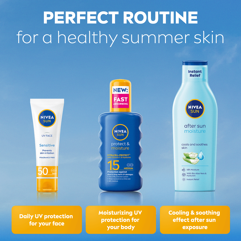 NIVEA SUN Solskydd Protect & Moisture Sun Spray SPF15 200 ml - produktbild 5