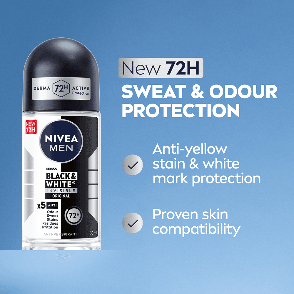 NIVEA MEN Antiperspirant Deo Black & White Original Roll On 50 ml 2