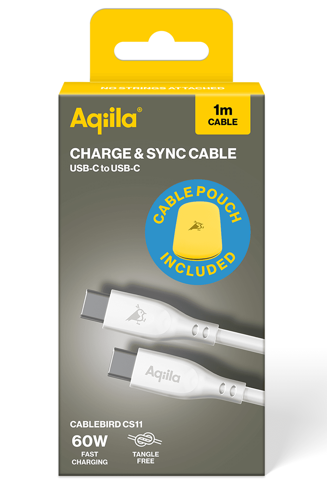 Aqiila Cablebird Kabel USB-C till C 60W Silikon 1 m