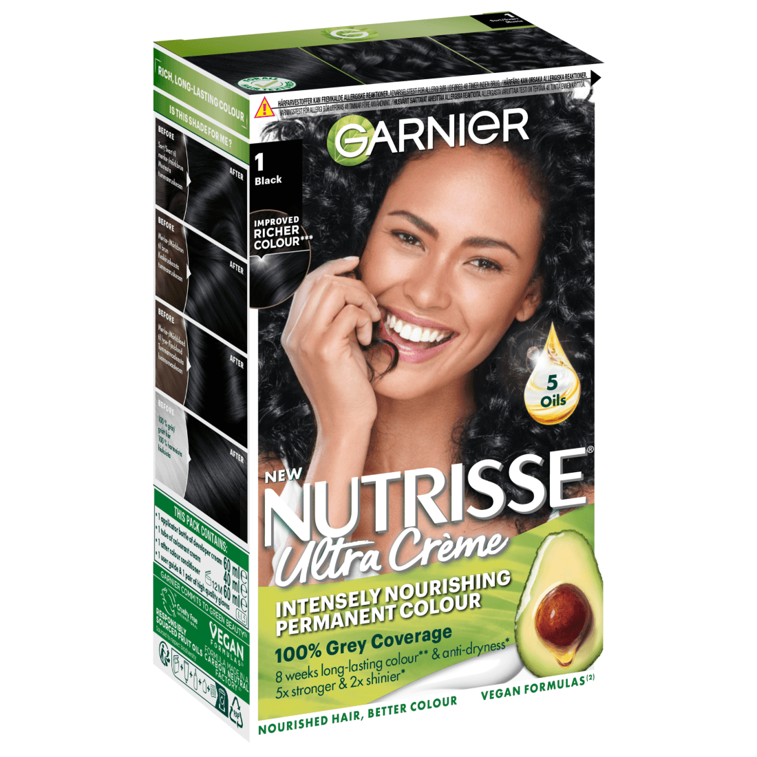 Garnier Nutrisse Ultra Créme Permanent Hårfärg 1 Black - produktbild 2