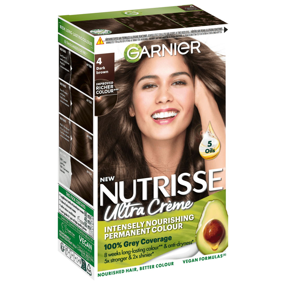 Garnier Nutrisse Ultra Créme Permanent Hårfärg 4 Dark Brown - produktbild 2
