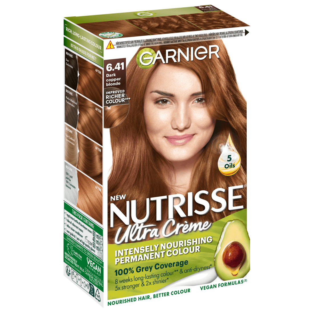 Garnier Nutrisse Ultra Créme Permanent Hårfärg 6.41 Dark Copper Blonde - produktbild 2