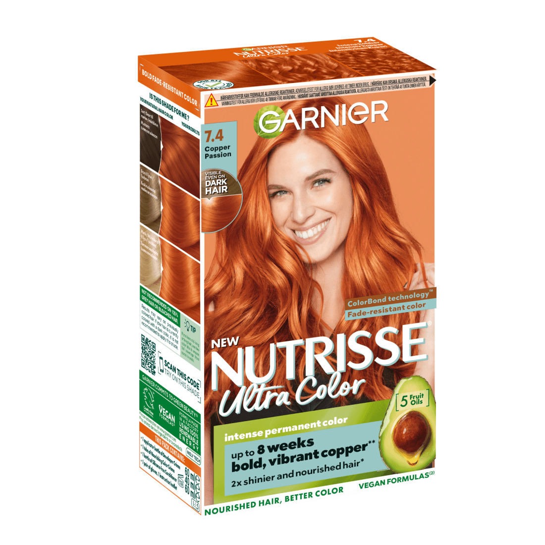 Garnier Nutrisse Ultra Color Permanent Hårfärg 7.4 Copper Passion - produktbild 2