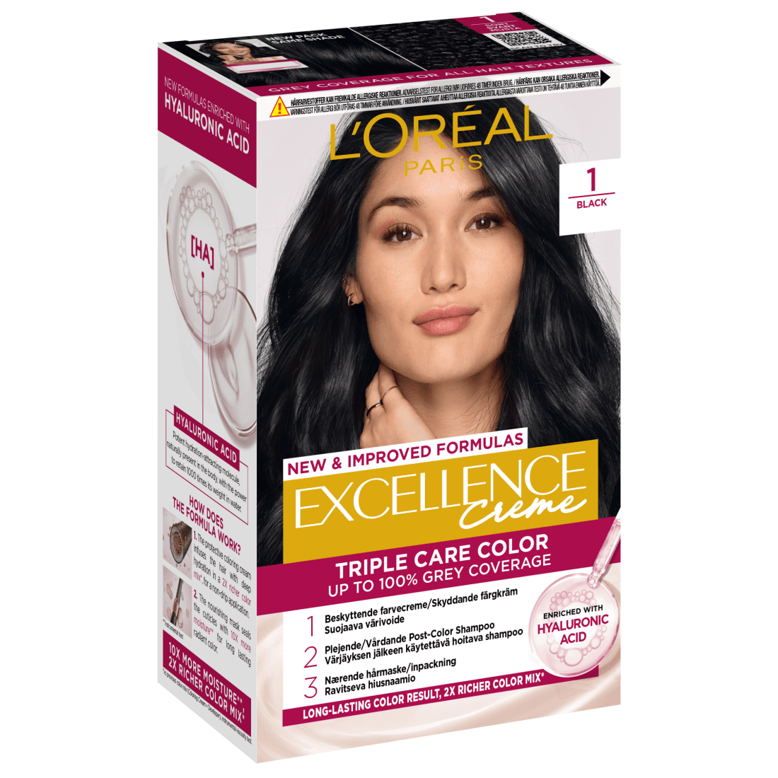 L'Oréal Paris Excellence Creme Permanent Hårfärg 1 Black - produktbild 2
