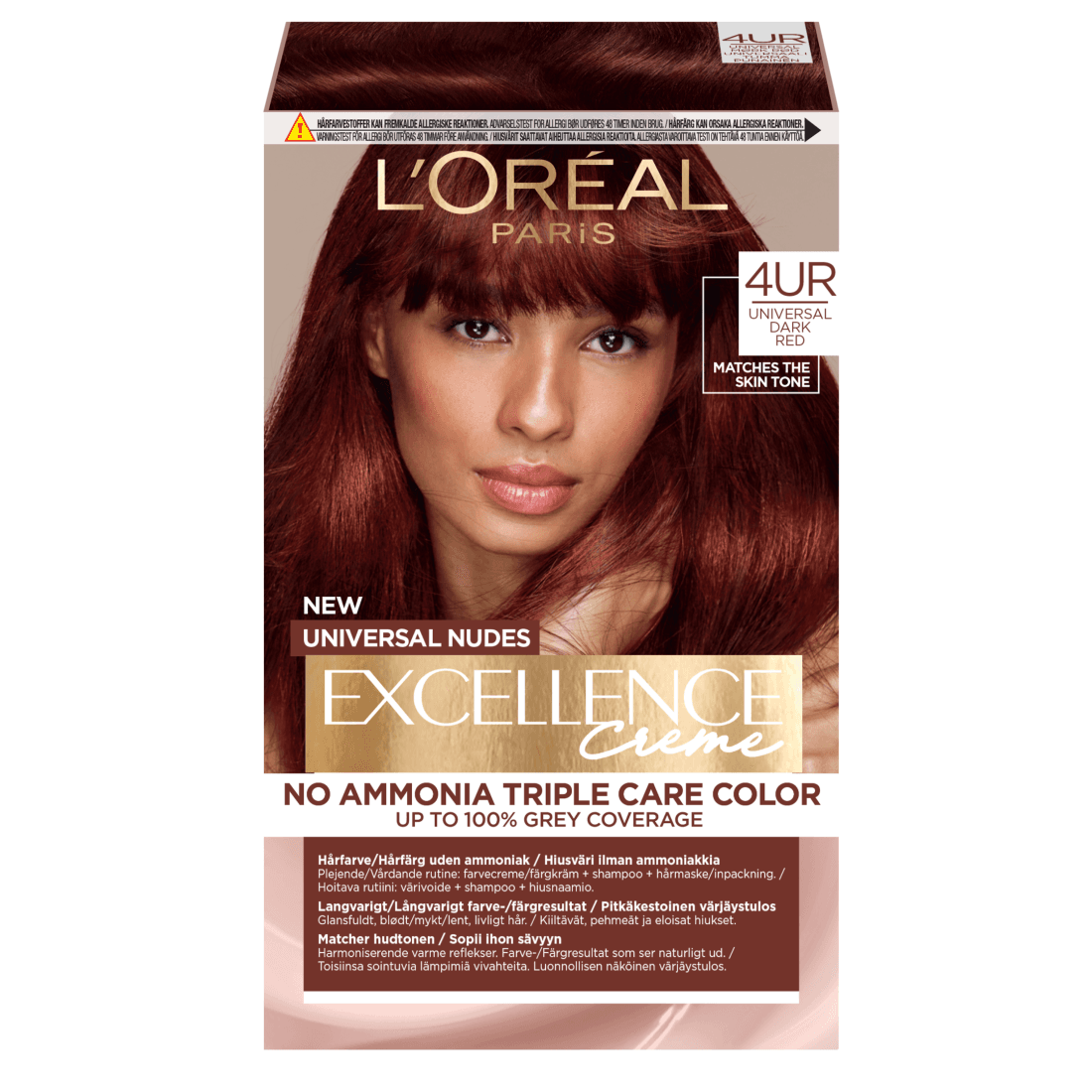 L'Oréal Paris Excellence Universal Nudes Permanent Hårfärg 4UR Universal Dark Red