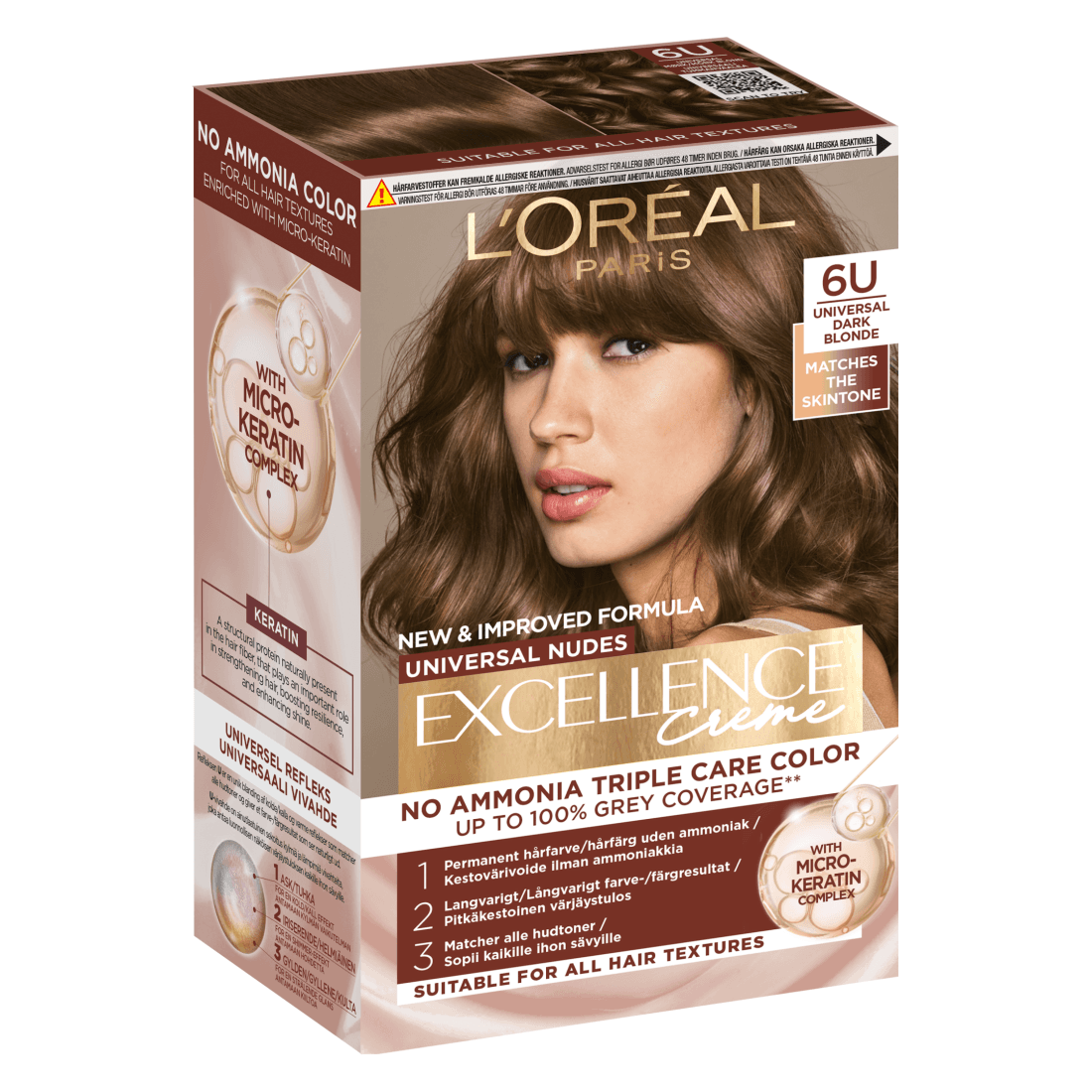 L'Oréal Paris Excellence Universal Nudes Permanent Hårfärg 6U Universal Dark Blonde - produktbild 2