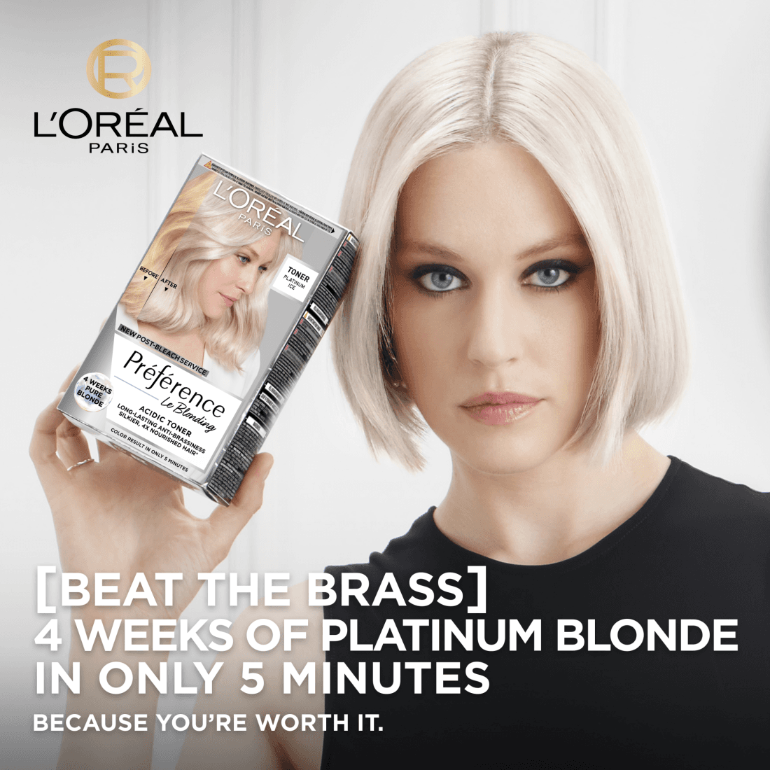 L'Oréal Paris Préférence Le Blonding Acidic Toningsfärg 01 Platinum Ice - produktbild 4