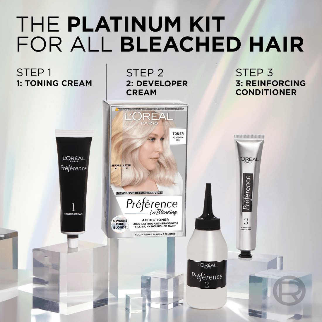 L'Oréal Paris Préférence Le Blonding Acidic Toningsfärg 01 Platinum Ice - produktbild 5
