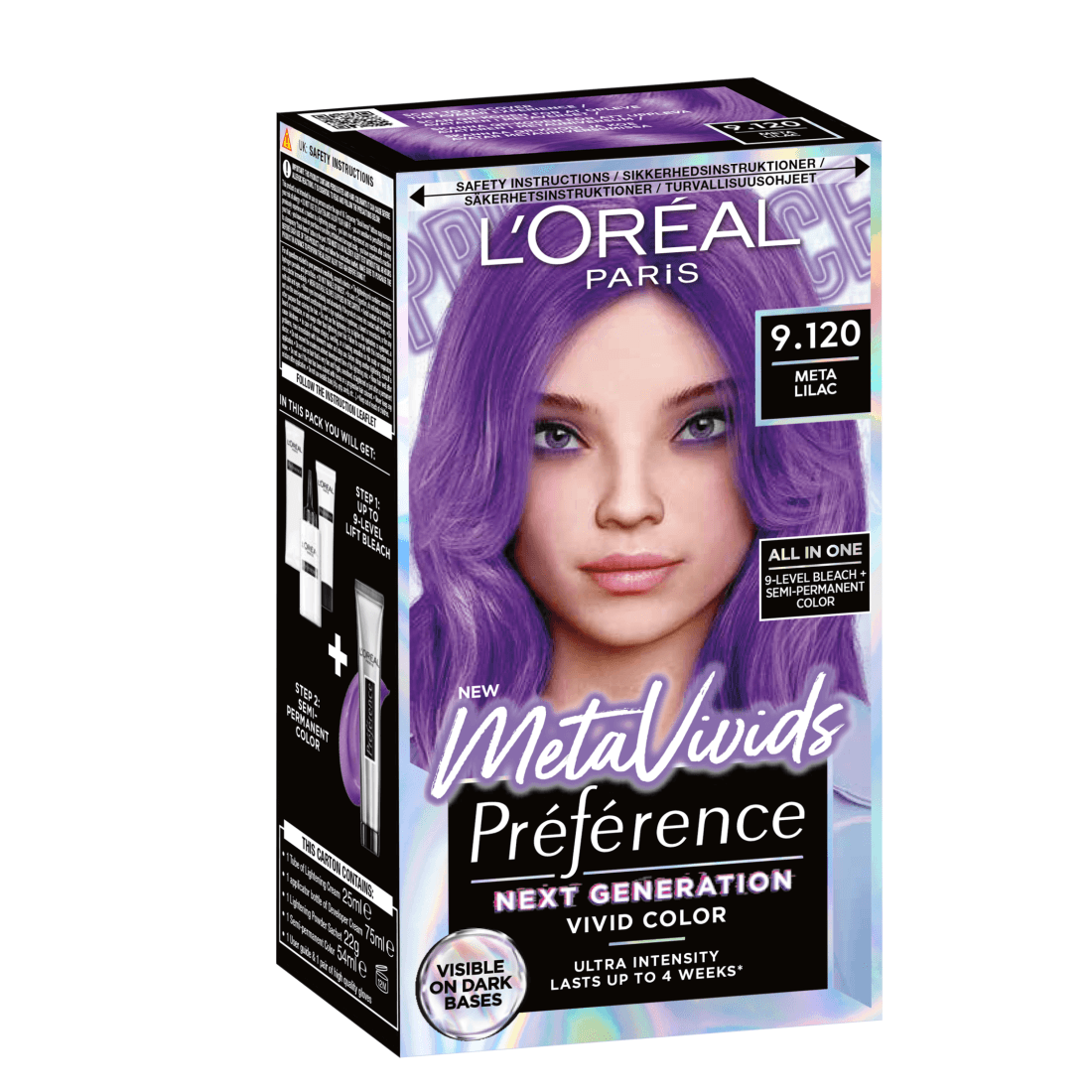 L'Oréal Paris Préférence Meta Vivids Blekning & Semi-Permanent Hårfärg 9.120 Meta Lilac - produktbild 2
