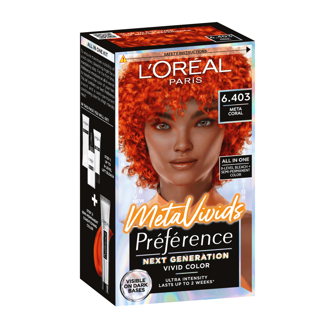 L'Oréal Paris Préférence Meta Vivids Blekning & Semi-Permanent Hårfärg 6.403 Meta Coral - produktbild 2