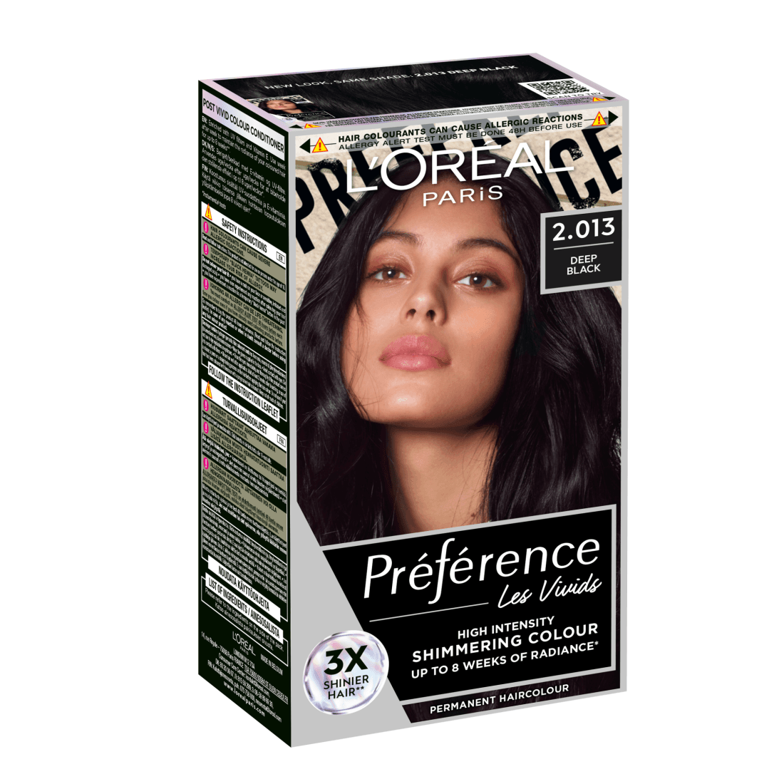 L'Oréal Paris Préférence Vivid Colours Permanent Hårfärg 2.013 Deep Black - produktbild 2