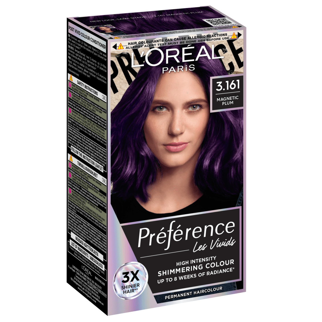 L'Oréal Paris Préférence Vivid Colours Permanent Hårfärg 3.161 Magnetic Plum - produktbild 2