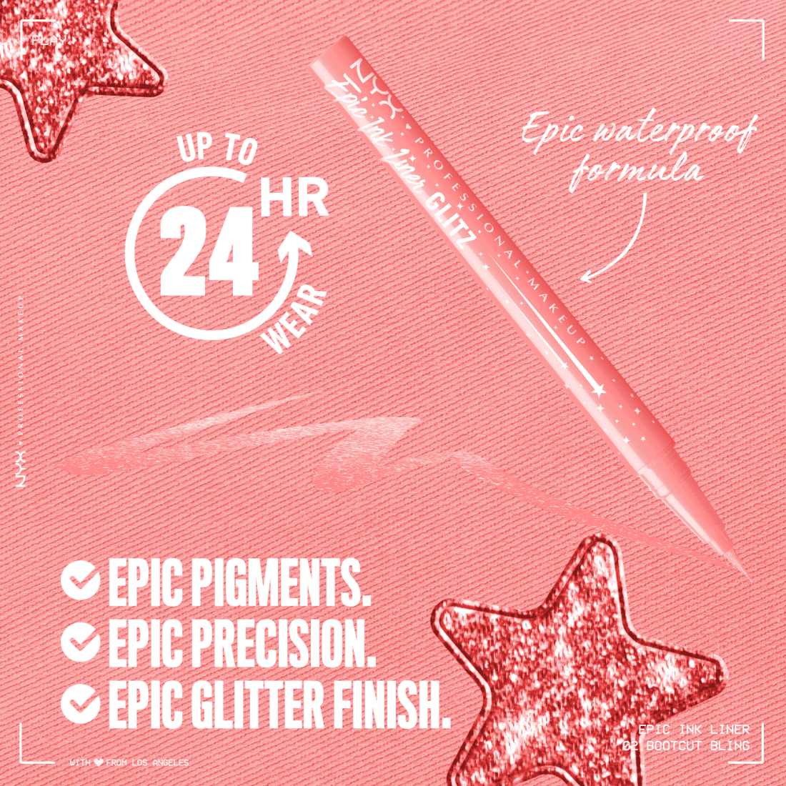 NYX Professional Makeup Epic Ink Liner Glitz Vattenfast Eyelinerpenna 02 Bootcut Bling 1 ml - produktbild 4