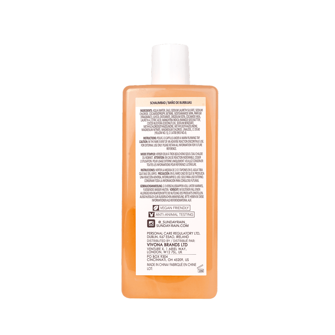 Sunday Rain Mango & Coconut Bubble Bath 450 ml 2