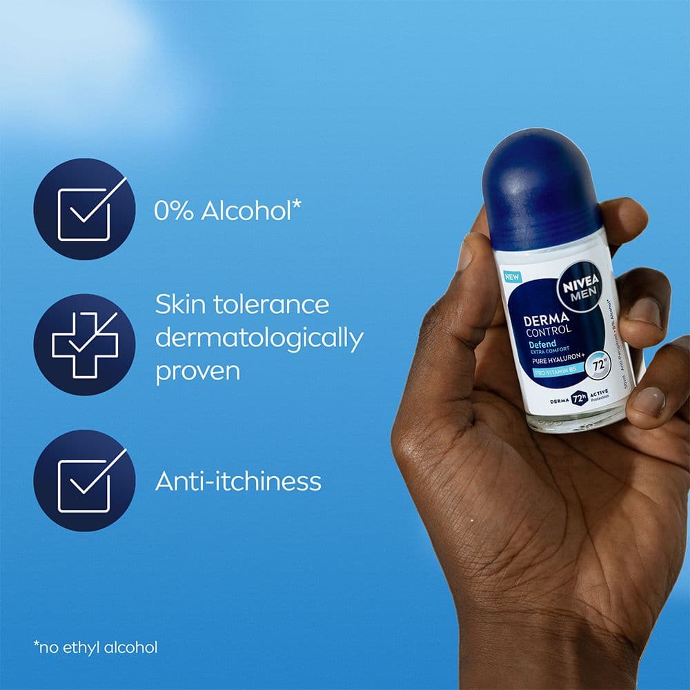NIVEA MEN Antiperspirant Deo Derma Control Defend Roll On 50 ml - produktbild 4