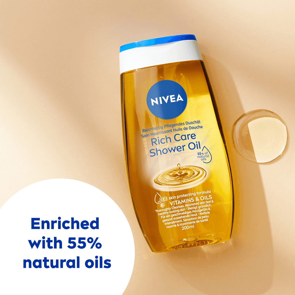 NIVEA Rich Care Shower Oil 200 ml - produktbild 2