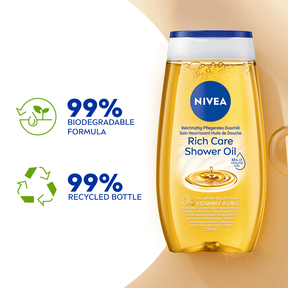 NIVEA Rich Care Shower Oil 200 ml - produktbild 4