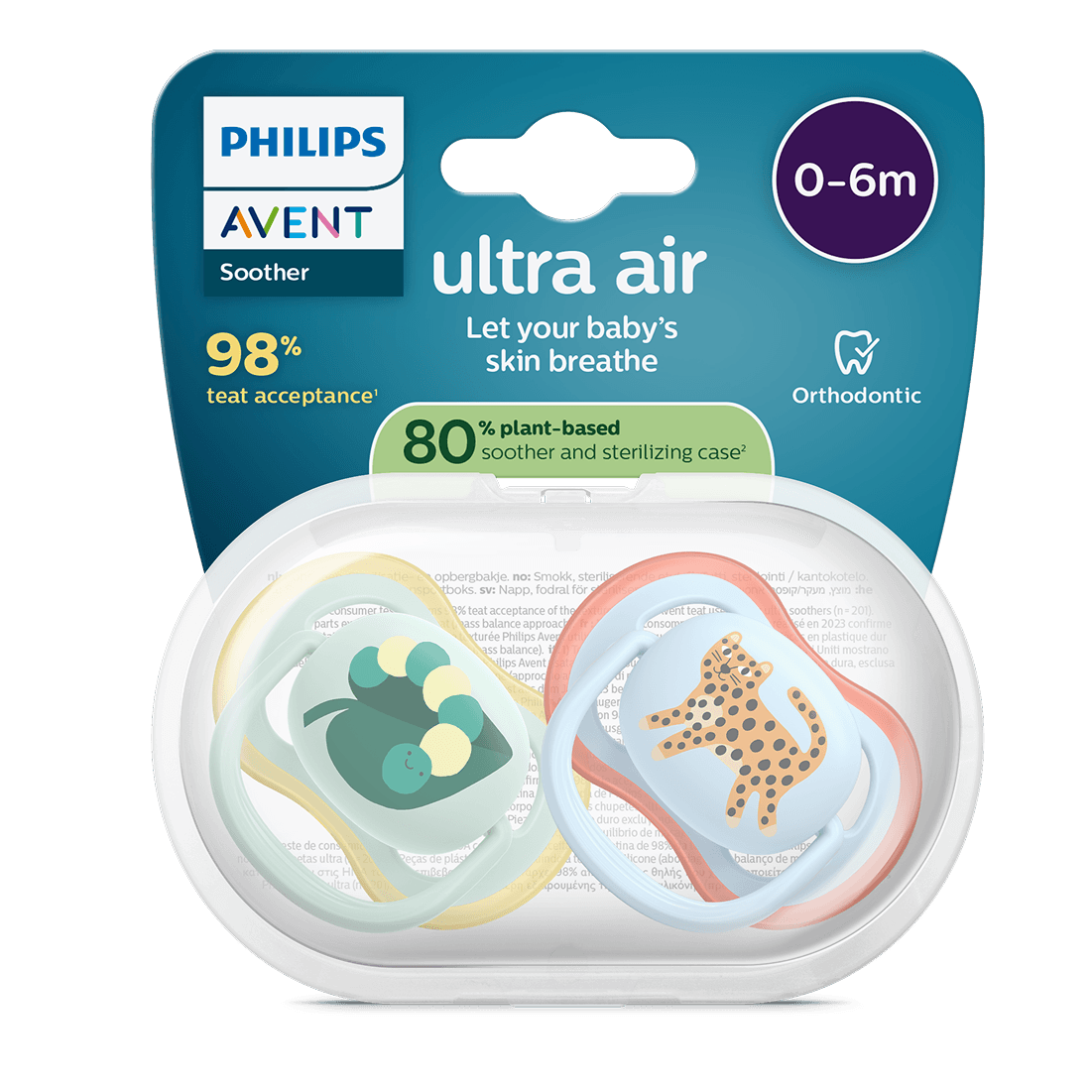Philips Avent Ultra Air Napp Ljusgrön & Ljusblå 0-6 mån 2-pack - produktbild 2