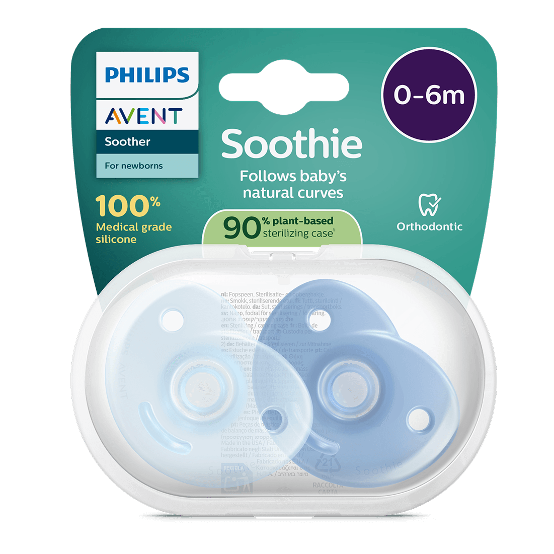 Philips Avent Soothie Napp Blå 0-6 mån 2-pack - produktbild 2