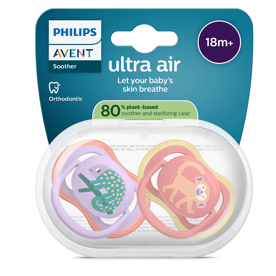 Philips Avent Ultra Air Napp Röd & Lila 18 mån+ 2-pack - produktbild 2
