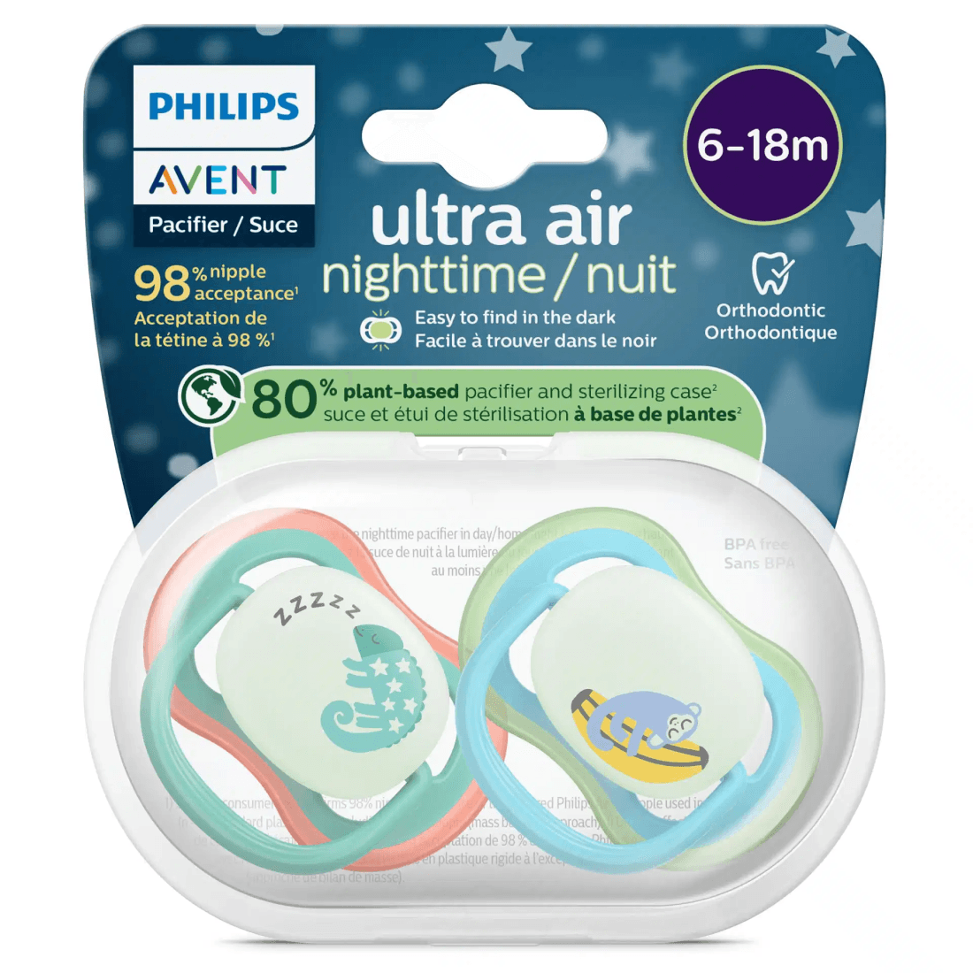 Philips Avent Ultra Air Nattnapp Grön & Blå 6-18 mån 2-pack - produktbild 2