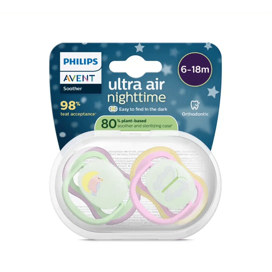 Philips Avent Ultra Air Nattnapp Rosa & Blå 6-18 mån 2-pack - produktbild 2