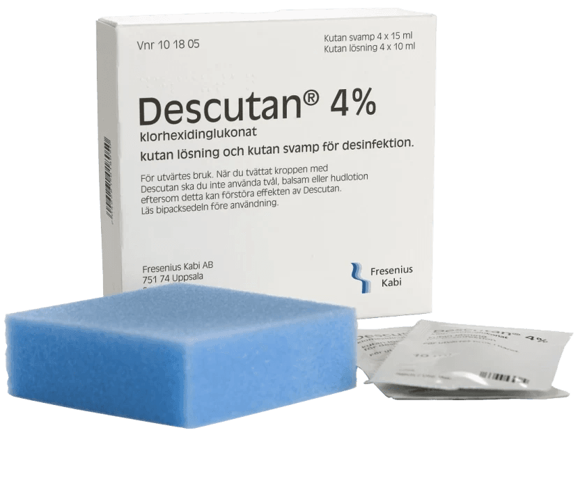 Descutan kutan lösning och medicinerad svamp 4 % 4 x 15 ml