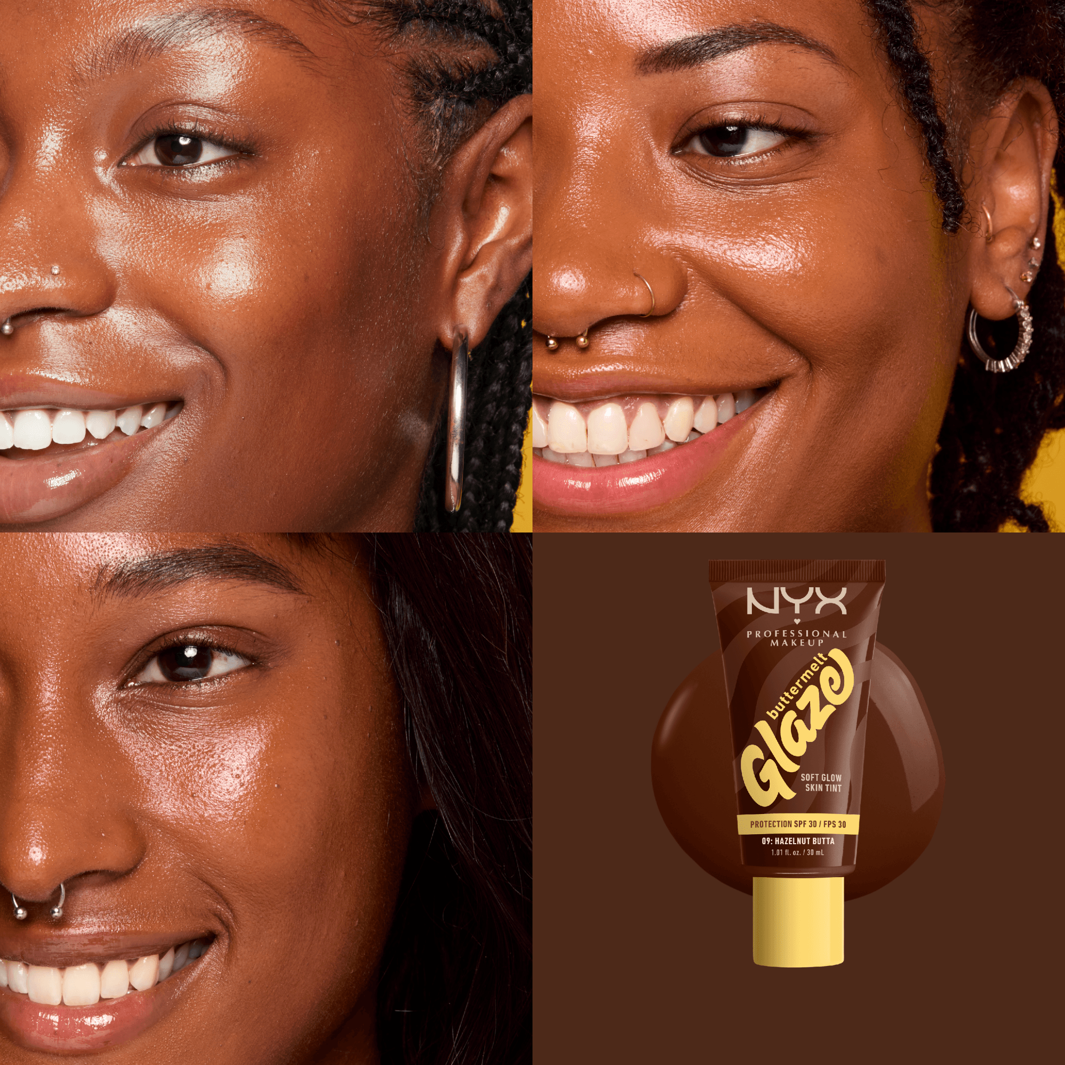 NYX Professional Makeup Buttermelt Glaze Skin Tint SPF30 Foundation 09 Hazelnut Butta 30 ml - produktbild 3