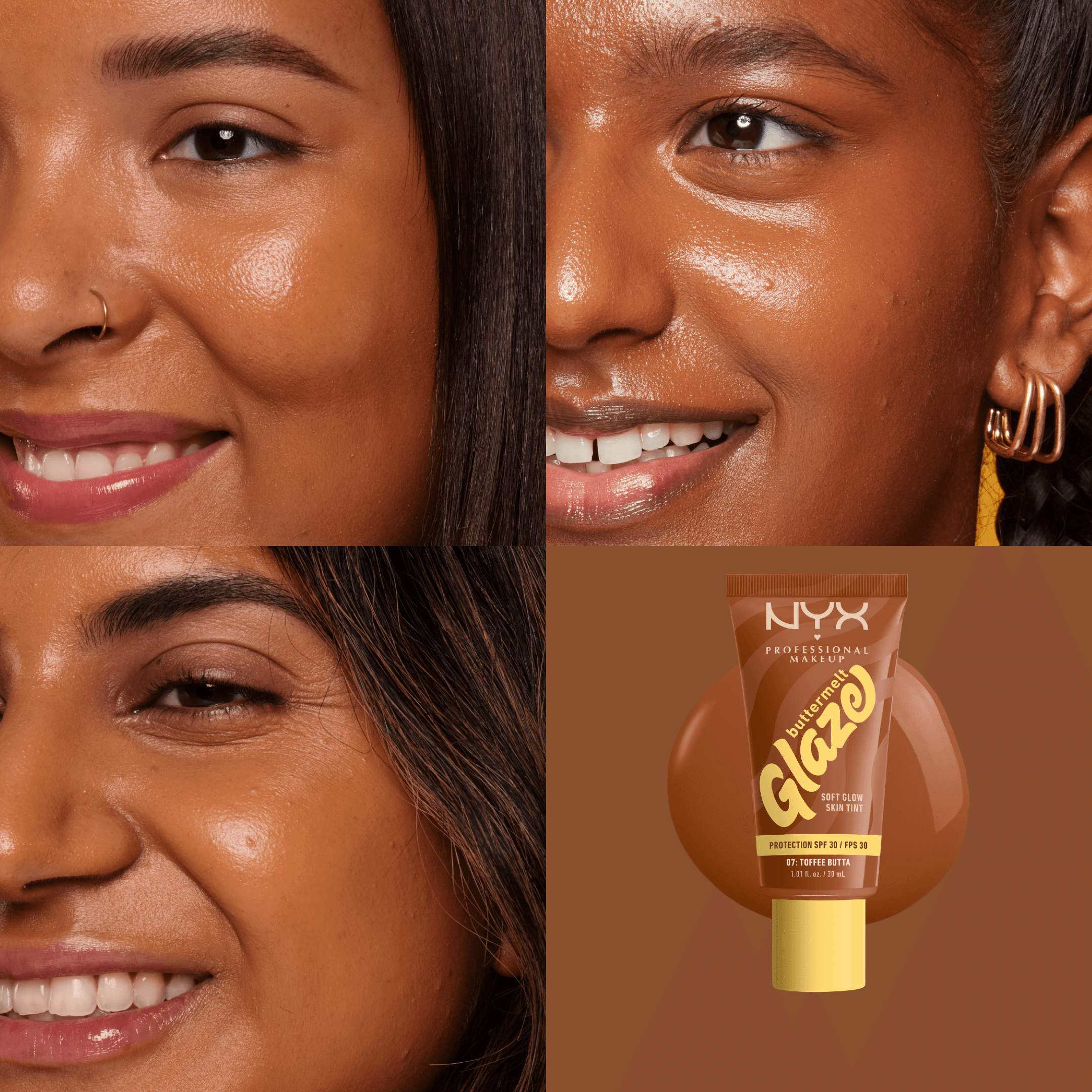 NYX Professional Makeup Buttermelt Glaze Skin Tint SPF30 Foundation 07 Toffee Butta 30 ml - produktbild 3