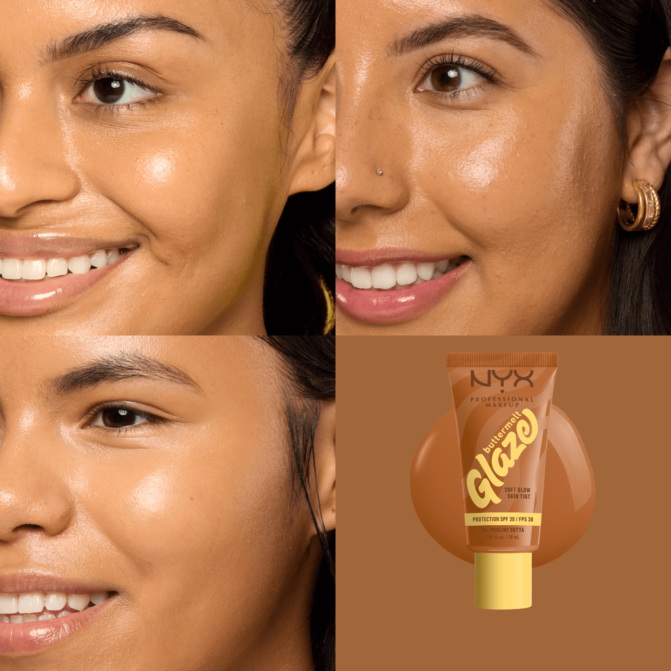 NYX Professional Makeup Buttermelt Glaze Skin Tint SPF30 Foundation 06 Praline Butta 30 ml - produktbild 3