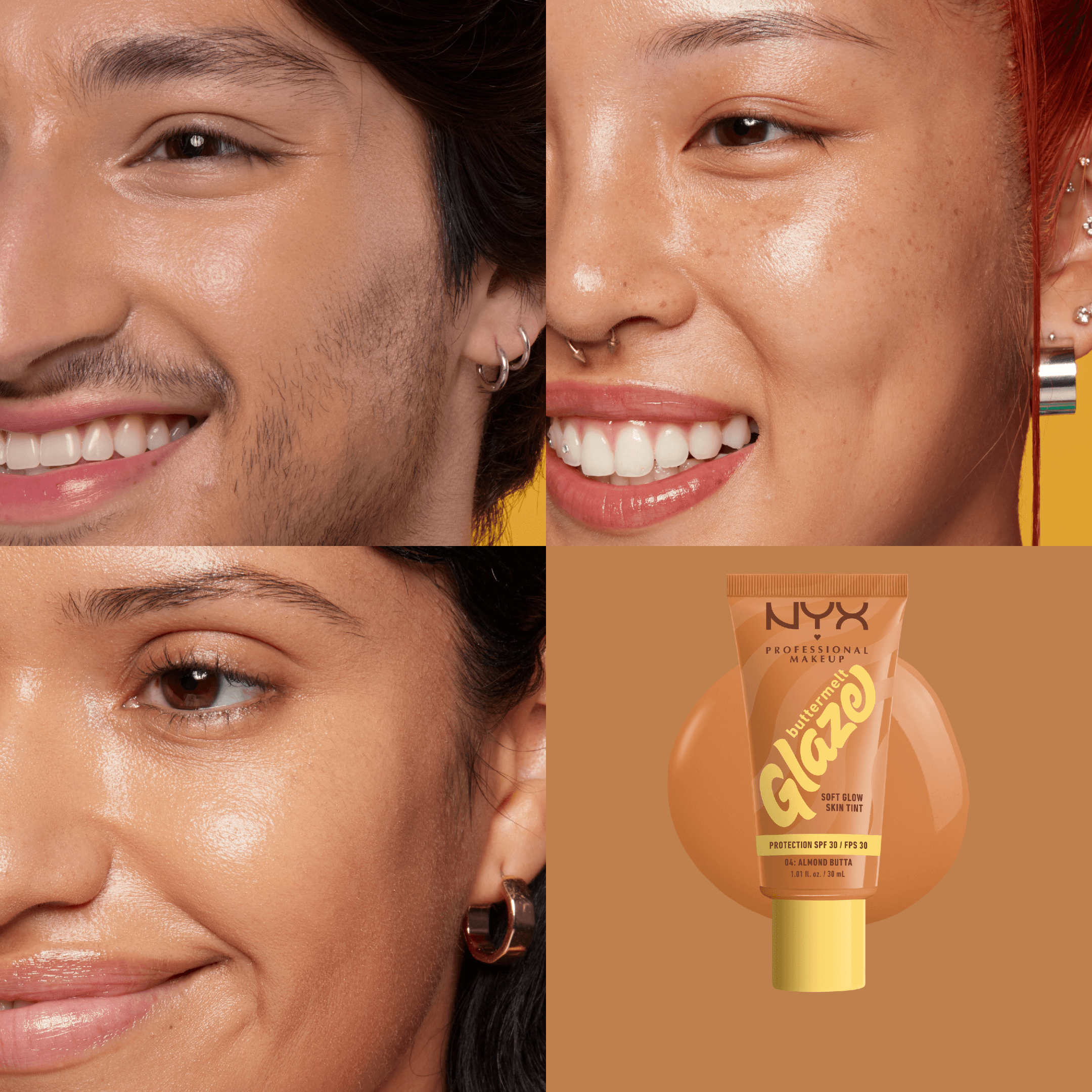NYX Professional Makeup Buttermelt Glaze Skin Tint SPF30 Foundation 04 Almond Butta 30 ml - produktbild 3