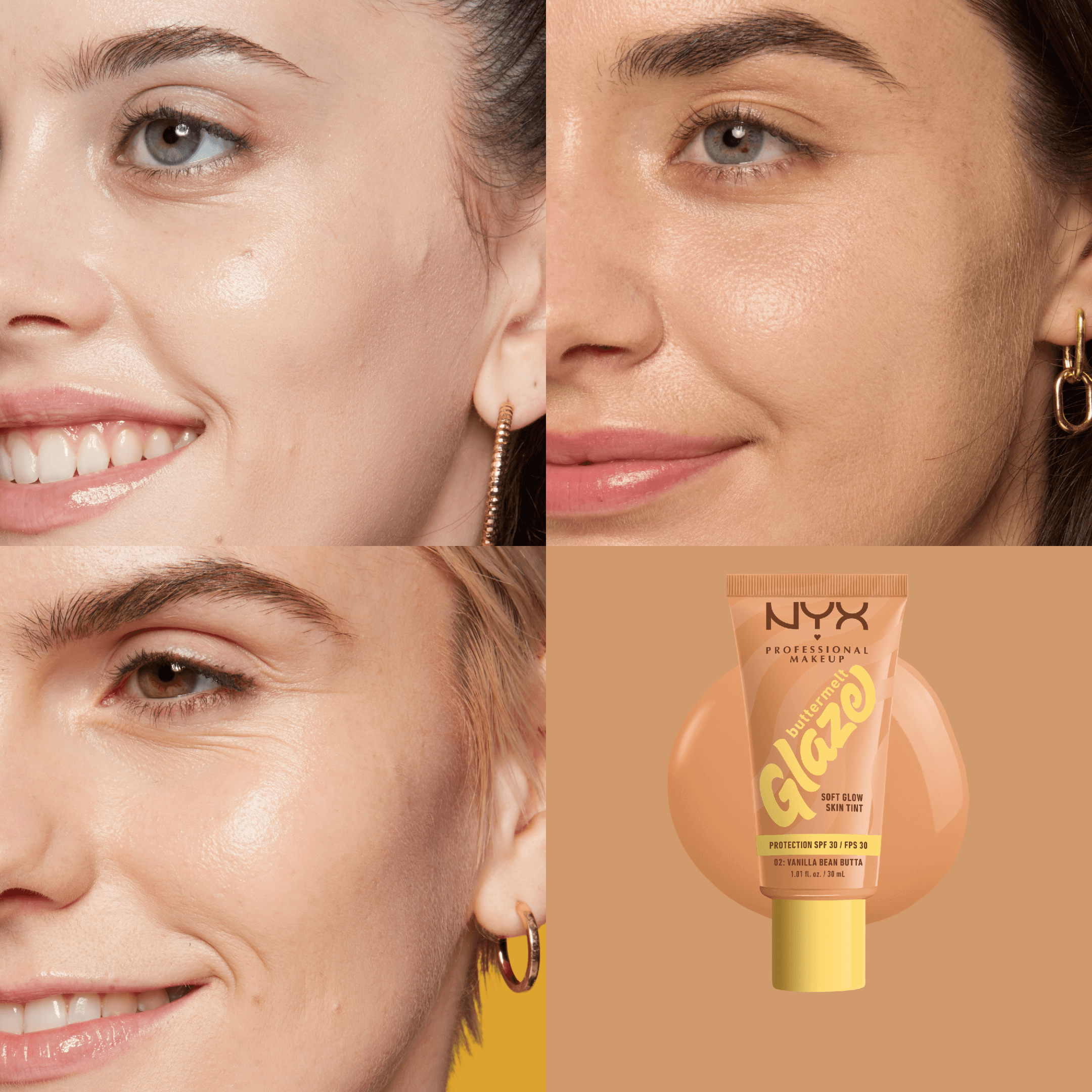 NYX Professional Makeup Buttermelt Glaze Skin Tint SPF30 Foundation 02 Vanilla Bean Butta 30 ml - produktbild 3