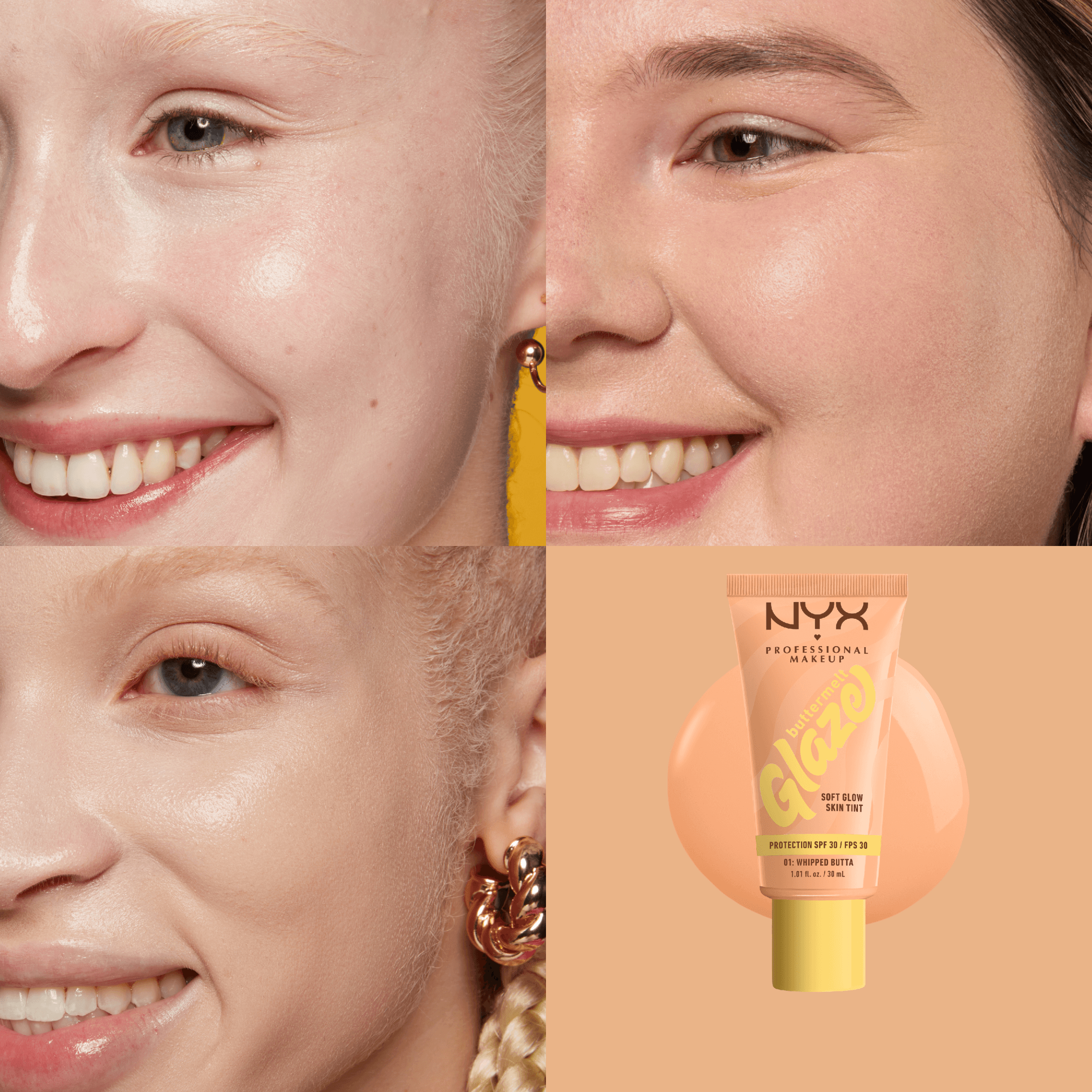 NYX Professional Makeup Buttermelt Glaze Skin Tint SPF30 Foundation 01 Whipped Butta 30 ml - produktbild 3