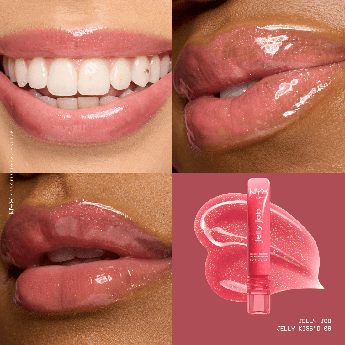 NYX Professional Makeup Jelly Job Läppglans 08 Jelly Kissed 8 ml - produktbild 3
