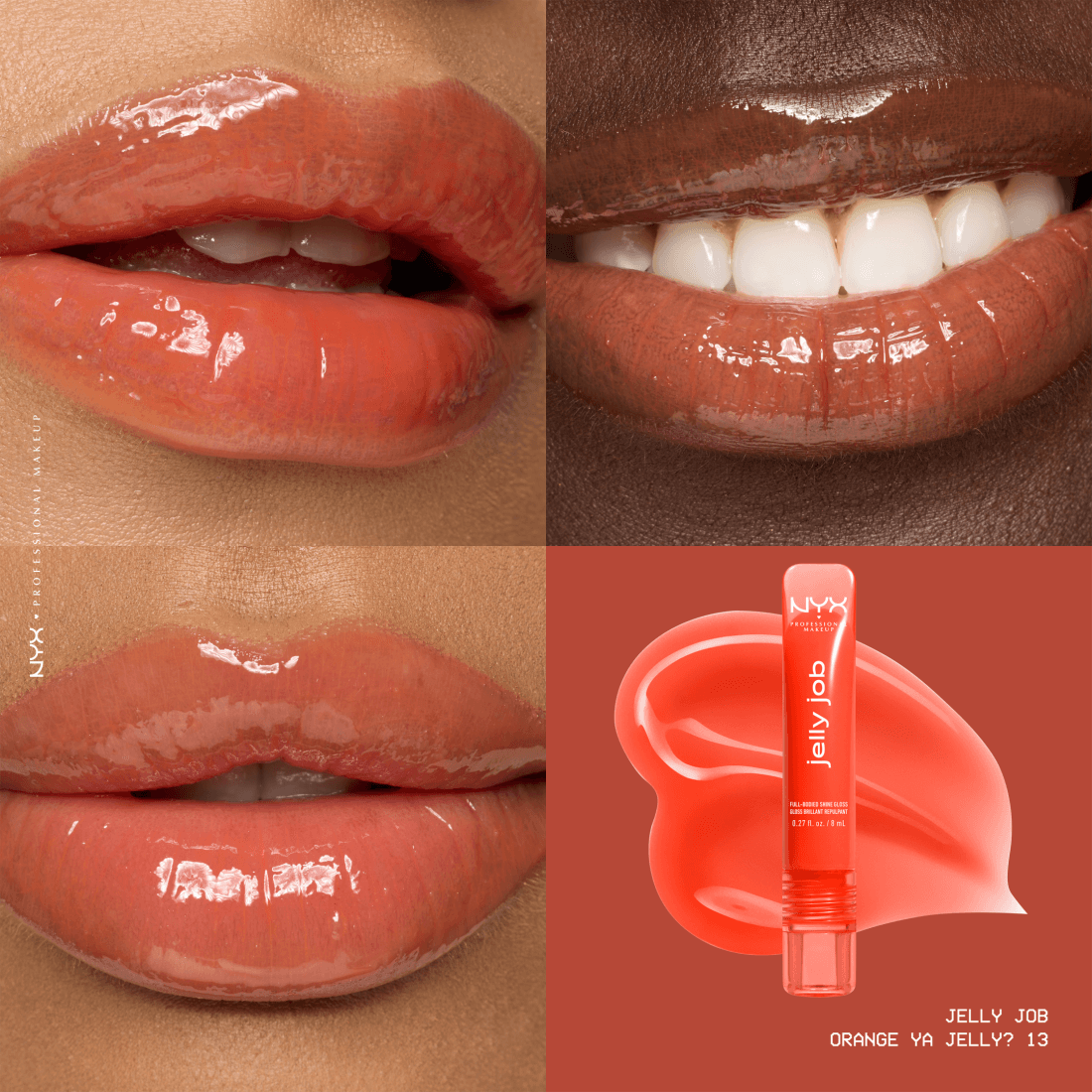 NYX Professional Makeup Jelly Job Läppglans 13 Orange Ya Jelly 8 ml - produktbild 3