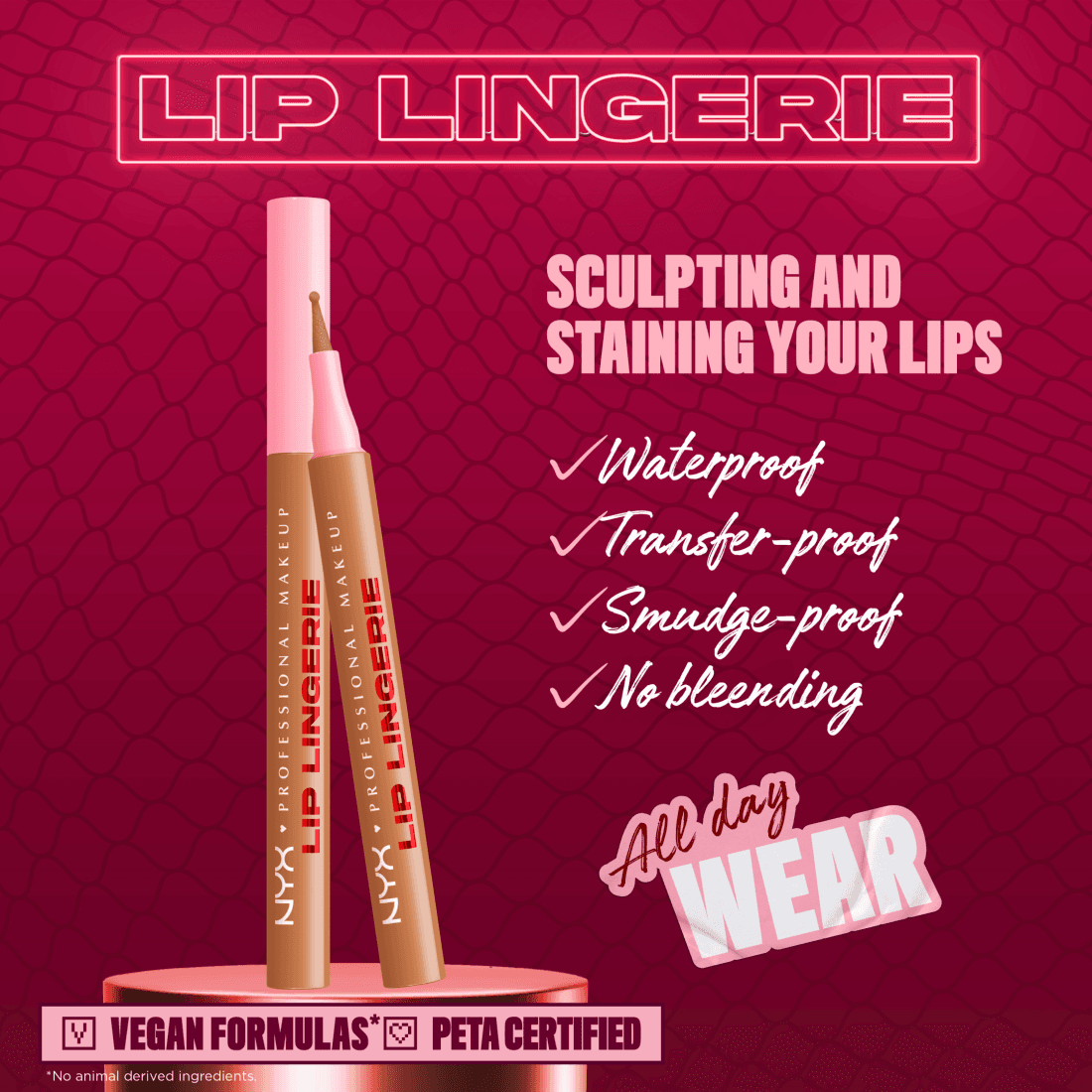 NYX Professional Makeup Lip Lingerie Liner Stain 01 Tease U Later 1 ml - produktbild 3