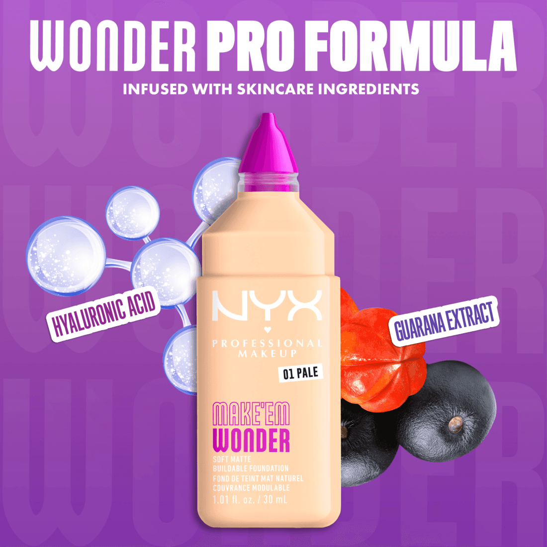 NYX Professional Makeup Make Em Wonder Foundation 01 Pale 30 ml - produktbild 5