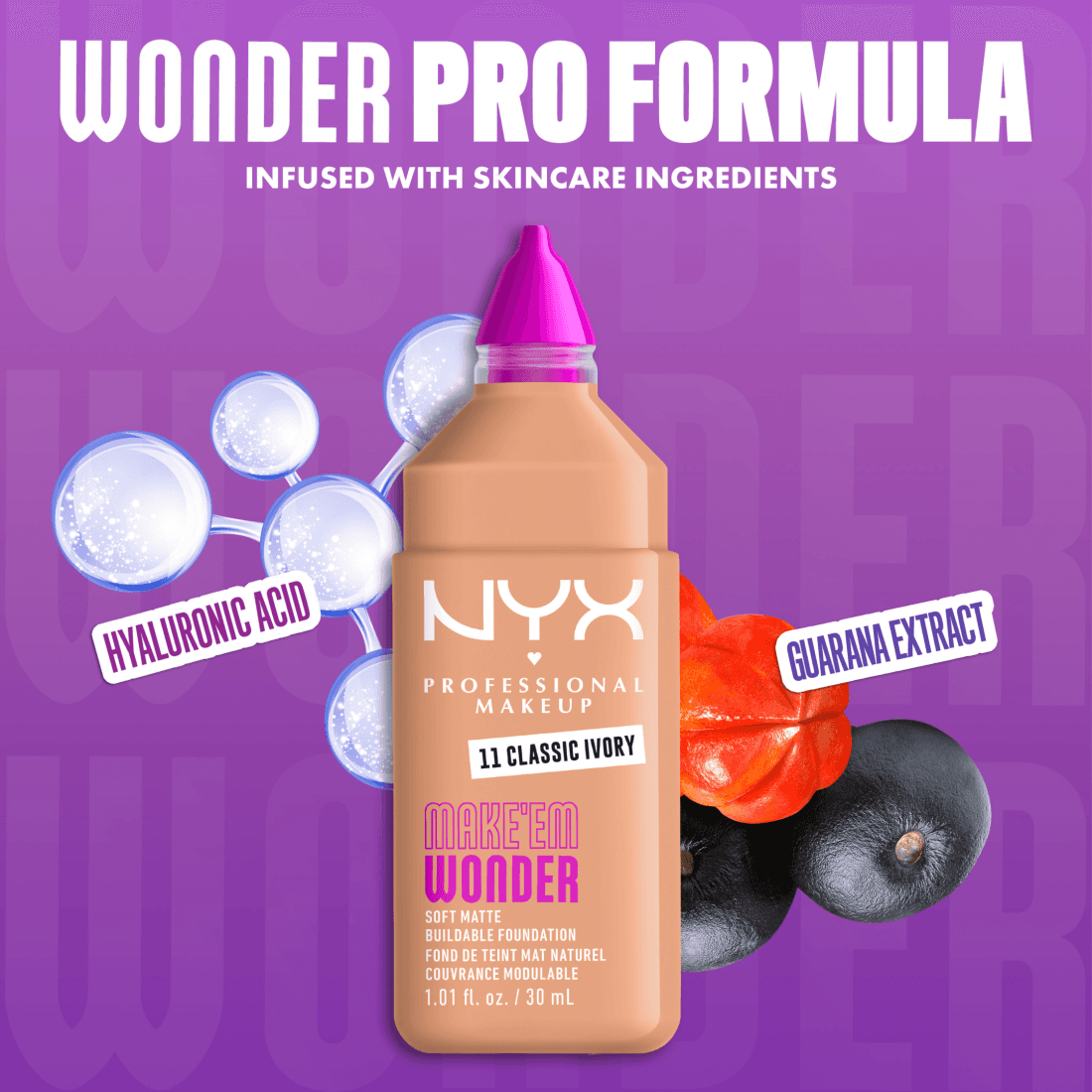 NYX Professional Makeup Make Em Wonder Foundation 11 Classic Ivory 30 ml - produktbild 5