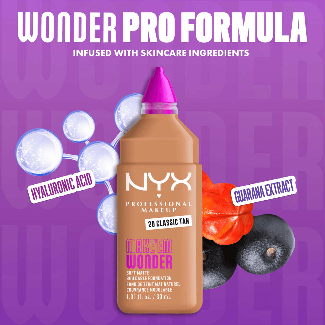 NYX Professional Makeup Make Em Wonder Foundation 20 Classic Tan 30 ml - produktbild 5
