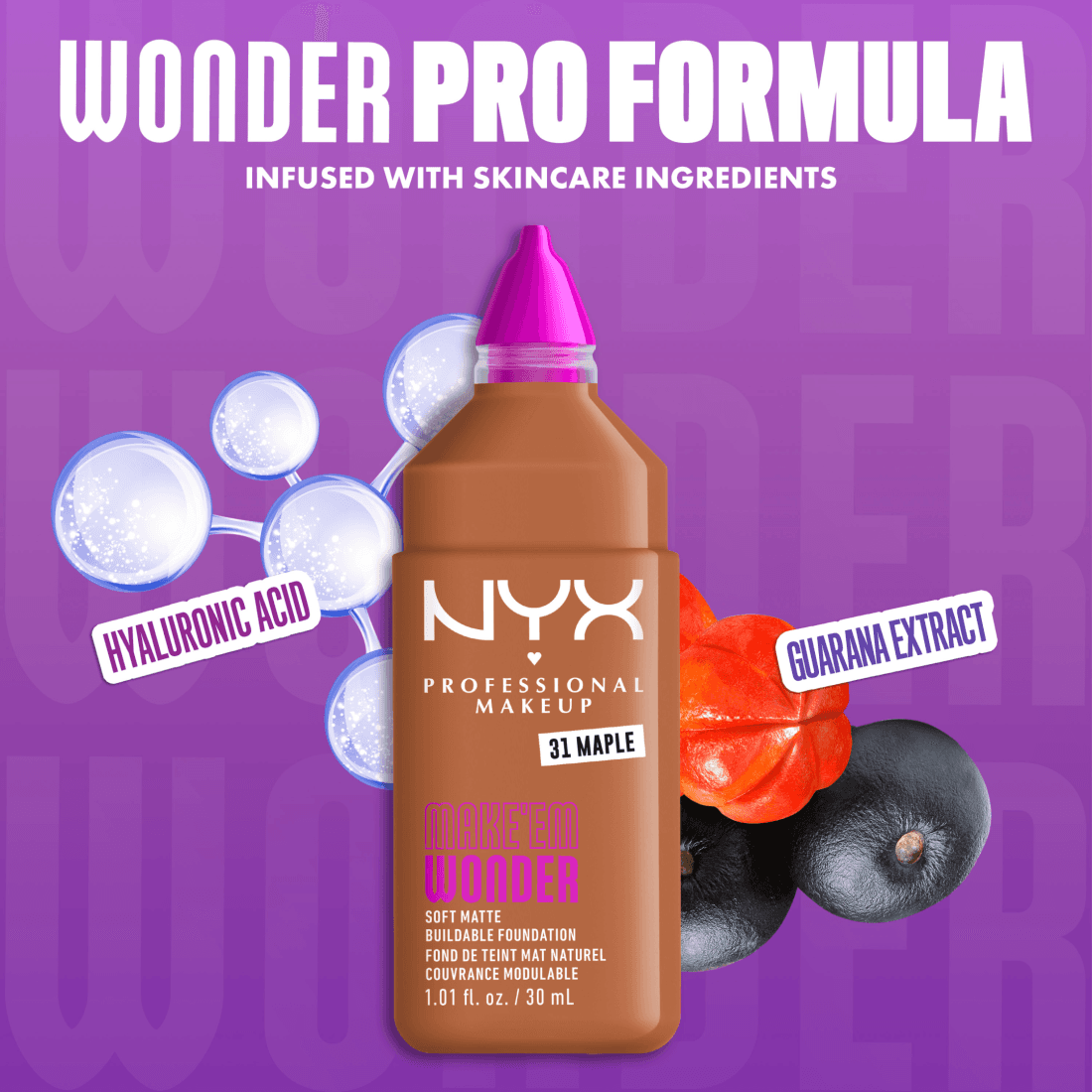 NYX Professional Makeup Make Em Wonder Foundation 31 Maple 30 ml - produktbild 5