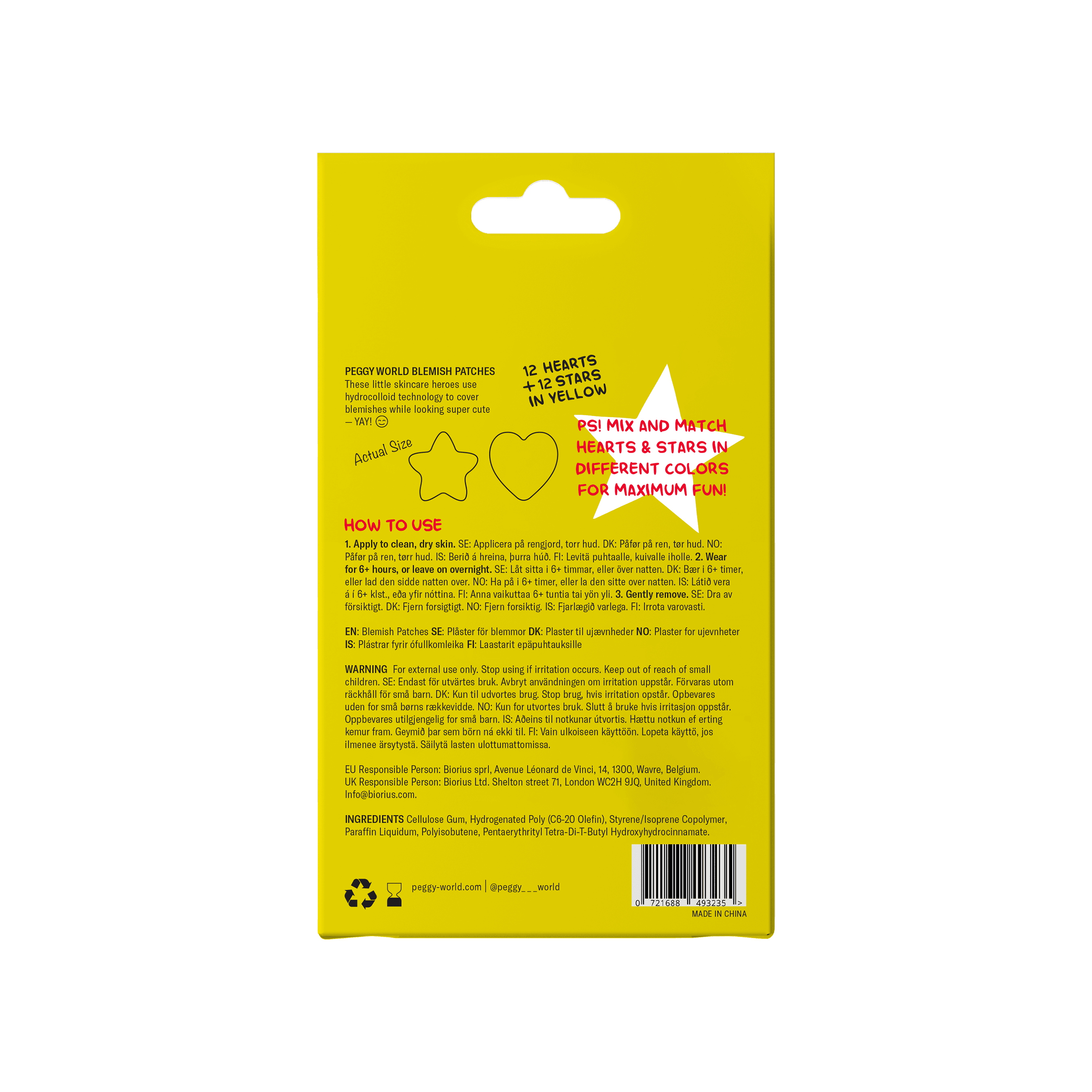 Peggy World Blemish Patches Hearts and Stars Yellow 24 st 4