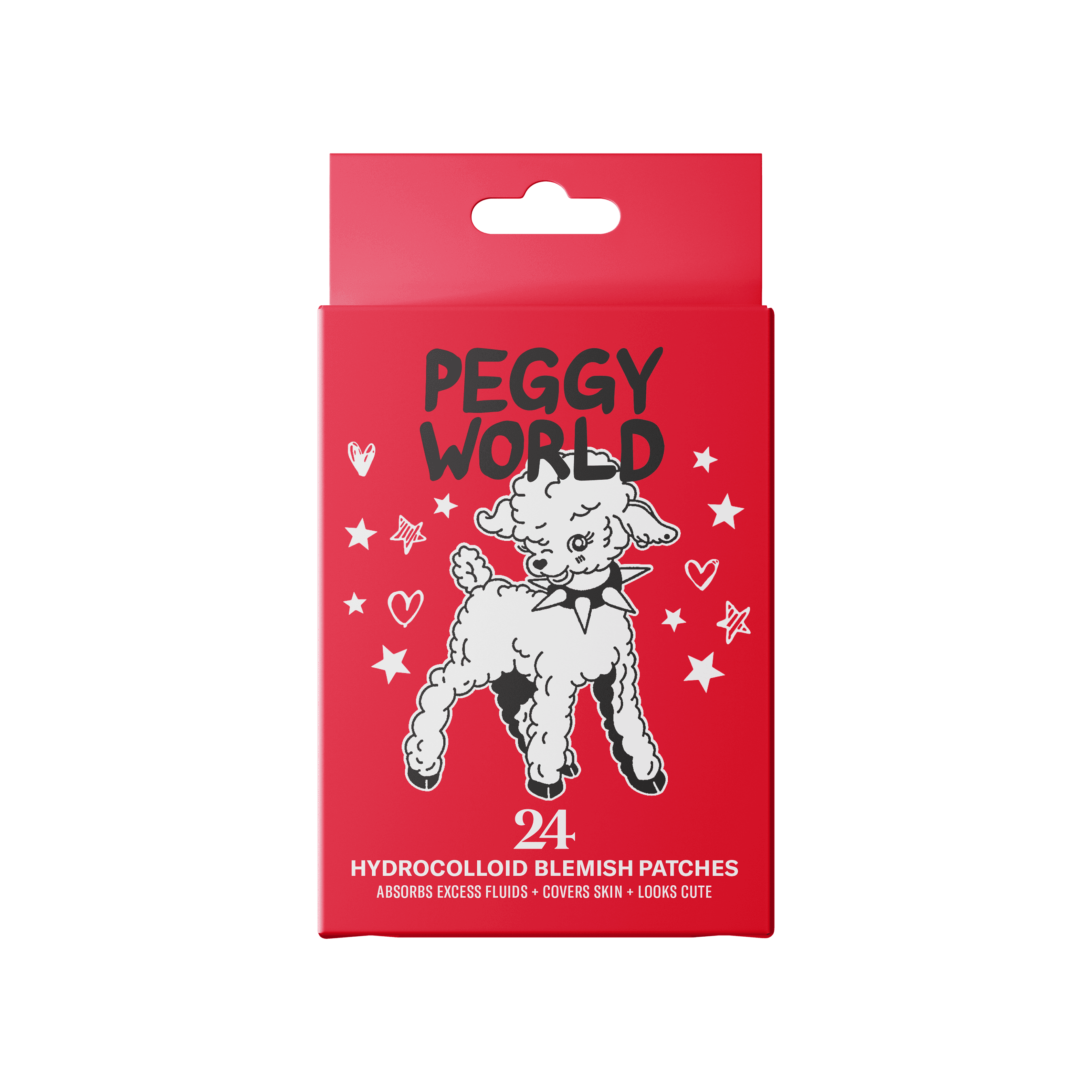 Peggy World Blemish Patches Hearts and Stars Red 24 st