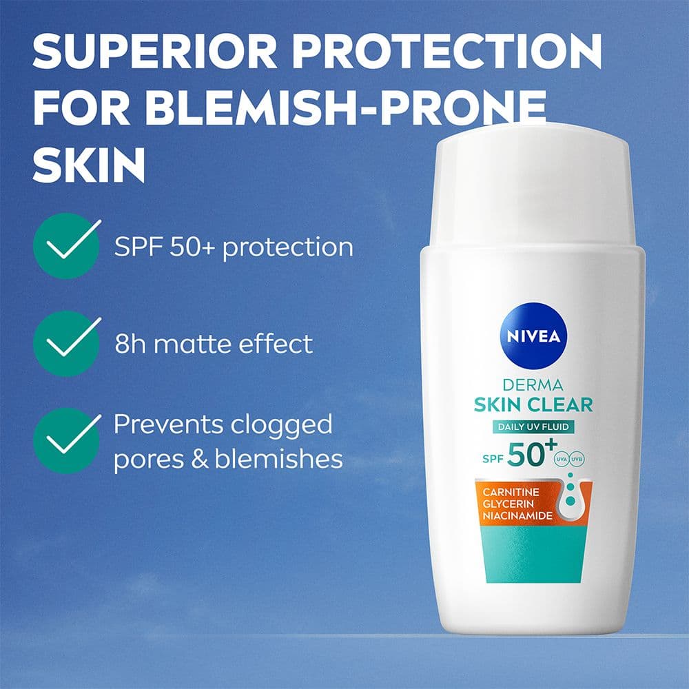 NIVEA Ansiktskräm Derma Skin Clear Daily UV Fluid SPF50+ 40 ml - produktbild 2