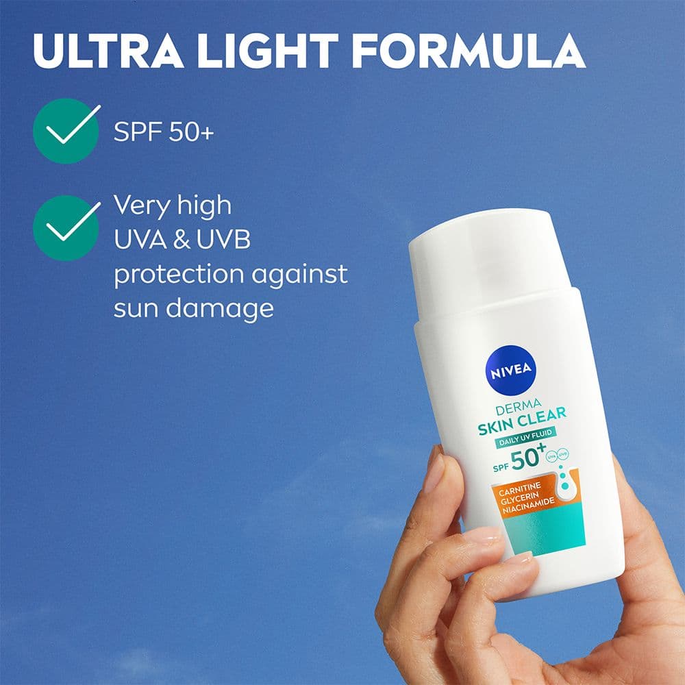 NIVEA Ansiktskräm Derma Skin Clear Daily UV Fluid SPF50+ 40 ml - produktbild 5