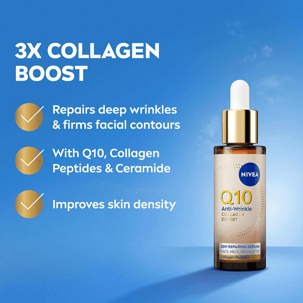 NIVEA Serum Q10 Anti-Wrinkle Collagen Expert 3in1 Repairing Serum 30 ml - produktbild 2