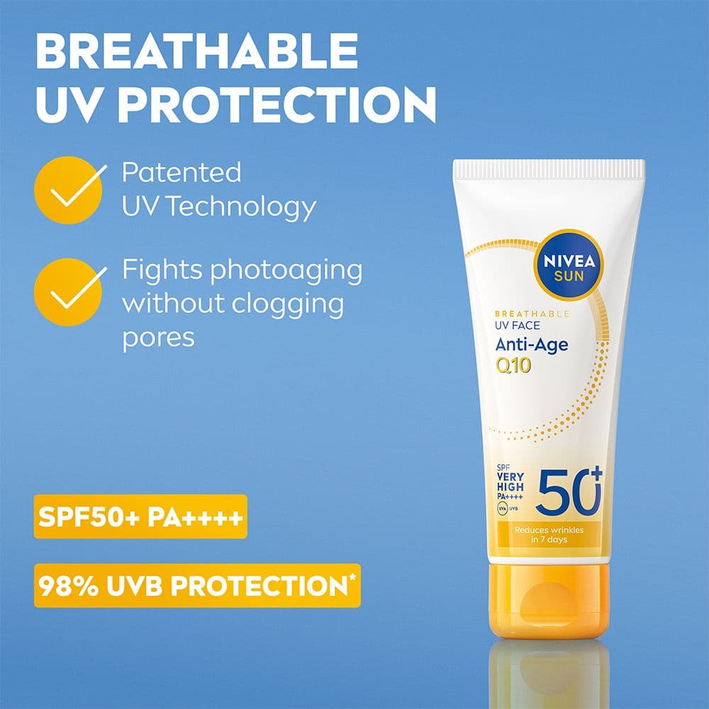 NIVEA SUN Solskydd ansikte UV Face Anti-Age Q10 SPF50+ 40 ml - produktbild 2